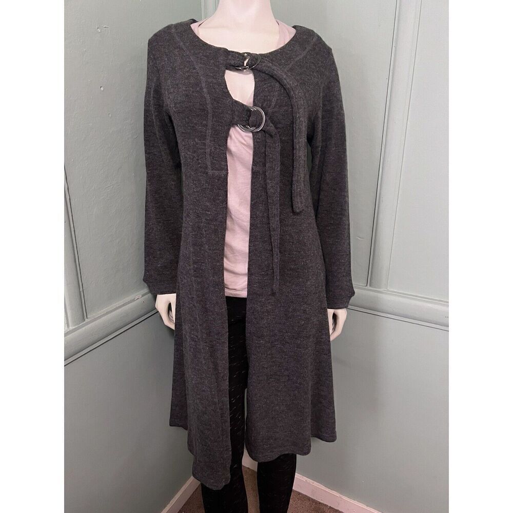 ART Ateliers Rare Toggery Women 10 Art to Wear Long Duster Sweater Coat Gray New
